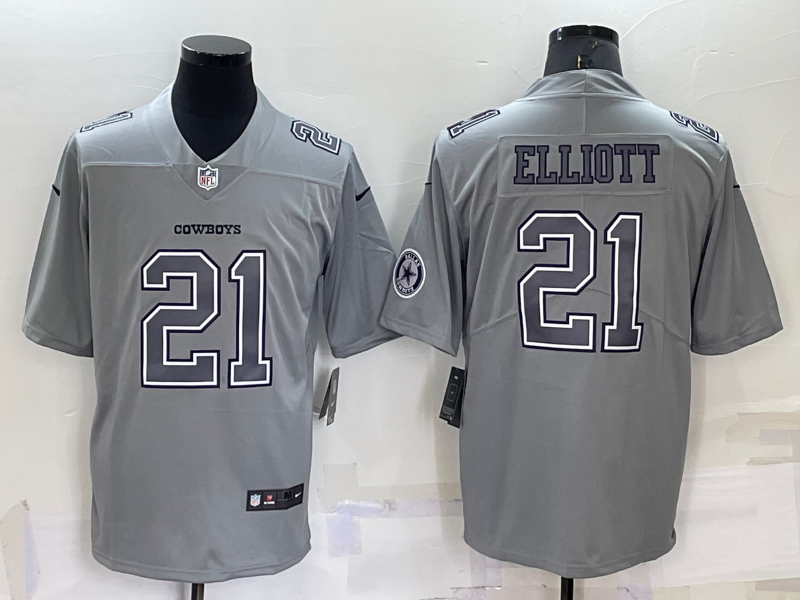 Men's Dallas Cowboys Ezekiel Elliott #21 Gray Atmosphere Jersey